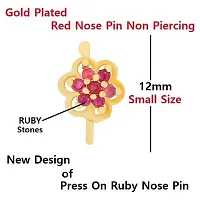 Stylish Ruby Nose Ring Pin Gold Pressing Clip On Stud Non Piercing Nose Pin Stud For Women -1 Pcs Red Nose Pin Without Piercing-thumb1
