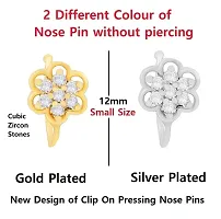 Stylish Nose Ring Non Piercing Nose Stud Pressing Combo Nose Pin Clip On Studs For Women And Girls - 4Pcs Gold And Silver Nose Rings Set-thumb2