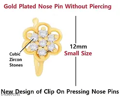 Stylish Gold Nose Pin Without Piercing Clip Press On Studs Nose Ring Non Piercing Nose Stud Pressing Nose For Girls And Women - 1 Pcs Gold Nose Ring-thumb1