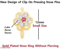 Stylish Gold Nose Ring Pressing Nose Pin Without Piercing Studs For Women And Girls - 1 Pcs Red Nose Pin-thumb2
