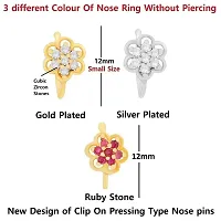 Stylish Nose Ring Without Piercing Nose Pin Non Piercing Nose Studs Set For Girls And Women - 3Pcs Combo Nose Ring Set-thumb1