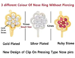 Stylish Nose Ring Without Piercing Nose Pin Non Piercing Nose Studs Set For Girls And Women - 3Pcs Combo Nose Ring Set-thumb2