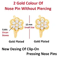Stylish Nose Ring Without Hole Nose Stud Set Pressing Nose Pin Clip On Studs For Women And Girls - 2Pcs Gold Nose Rings-thumb1