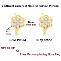 Stylish Nose Ring Without Hole Nose Stud Set Pressing Nose Pin Clip On Studs For Women And Girls - 2Pcs Gold Nose Rings-thumb3