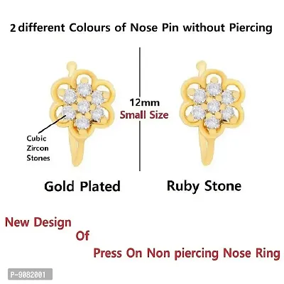 Stylish Nose Ring Without Hole Nose Stud Set Pressing Nose Pin Clip On Studs For Women And Girls - 2Pcs Gold Nose Rings-thumb4