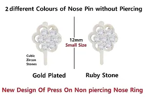 Stylish Clip On Pressing Nose Ring Silver Without Piercing Nose Pin Ring Studs For Women - 2Pc Silver Nose Pins-thumb1