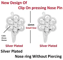 Stylish Clip On Pressing Nose Ring Silver Without Piercing Nose Pin Ring Studs For Women - 2Pc Silver Nose Pins-thumb3