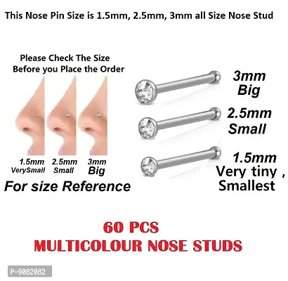 Stylish Women Surgical Stainless Steel Stylish Small Nose Stud Pin Rings Pierced-thumb2
