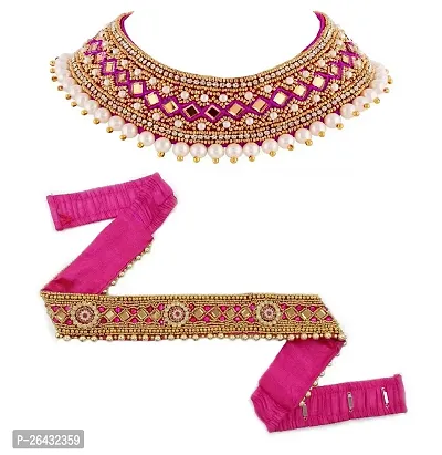 Traditional pink color crystal stone waist hip belt kamarband for women