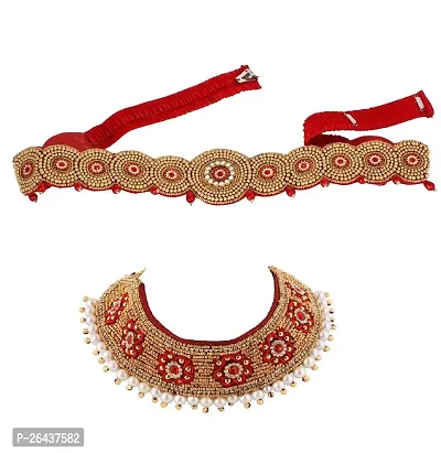 Red color crystal stone Febric kamarband waist hip belt for women