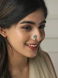Oxidised Nose Pin Without Piercing Nose Ring Clip on Nose Stud For Women  Girls-thumb2