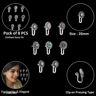 Oxidised Nose Pin Without Piercing Nose Ring Clip on Nose Stud For Women  Girls-thumb5