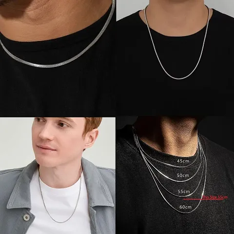 Trendy Classic Stainless Rice Box Patta Chain Neck Necklace Chains For Men Boys(Combo Pack Of 3PCS)