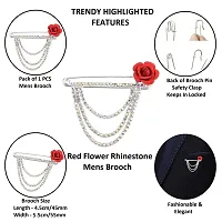 Silver Plated Crystal Rhinestone Hanging Flower Chain Brooch Blazer Suit Sherwani Brooches For Men Boys-thumb2