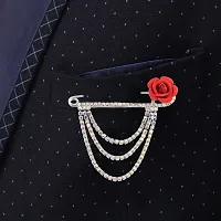 Silver Plated Crystal Rhinestone Hanging Flower Chain Brooch Blazer Suit Sherwani Brooches For Men Boys-thumb4