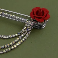 Silver Plated Crystal Rhinestone Hanging Flower Chain Brooch Blazer Suit Sherwani Brooches For Men Boys-thumb3