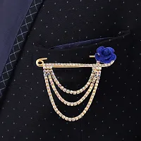 Gold Plated Crystal Rhinestone Hanging Flower Chain Brooch Suit Blazer Brooches For Men Boys-thumb4