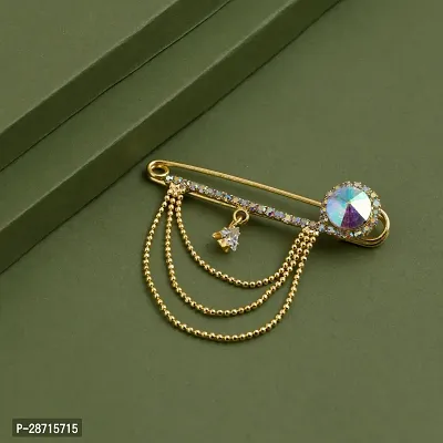 Gold Plated Crystal Rhinestone Hanging Beads Chain Brooch Blazer Sherwani Coat Brooches For Men Boys-thumb5