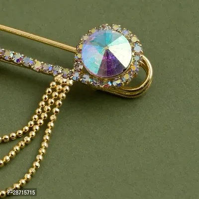 Gold Plated Crystal Rhinestone Hanging Beads Chain Brooch Blazer Sherwani Coat Brooches For Men Boys-thumb4