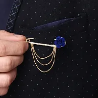 Gold Plated Crystal Rhinestone Hanging Flower Beads Chain Brooch Sherwani Blazer For Men Boys-thumb1