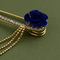 Gold Plated Crystal Rhinestone Hanging Flower Beads Chain Brooch Sherwani Blazer For Men Boys-thumb3