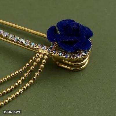 Gold Plated Crystal Rhinestone Hanging Flower Beads Chain Brooch Sherwani Blazer For Men Boys-thumb4