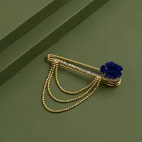 Gold Plated Crystal Rhinestone Hanging Flower Beads Chain Brooch Sherwani Blazer For Men Boys-thumb4