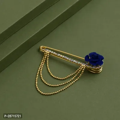 Gold Plated Crystal Rhinestone Hanging Flower Beads Chain Brooch Sherwani Blazer For Men Boys-thumb5