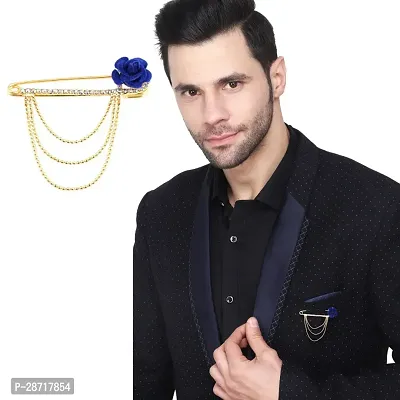 Gold Plated Crystal Rhinestone Hanging Flower Beads Chain Brooch Blazer Sherwani Coat Brooches For Men Boys