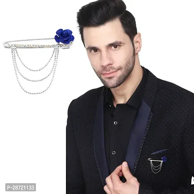 Silver Plated Crystal Rhinestone Hanging Flower Beads Chain Brooch Suit Sherwani Brooches For Men Boys