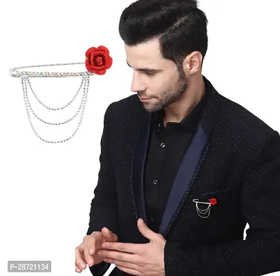 Silver Plated Crystal Rhinestone Hanging Flower Beads Chain Brooch Sherwani Coat Brooches For Men Boys