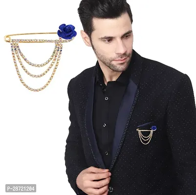 Gold Plated Crystal Rhinestone Hanging Flower Chain Brooch Sherwani Coat Brooches For Men Boys