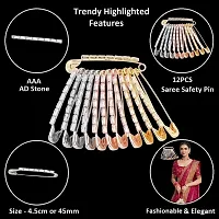 Gold Silver Rosegold AD Stone Saree Safety Pin Duppata Brooch For Women  Girls-thumb3