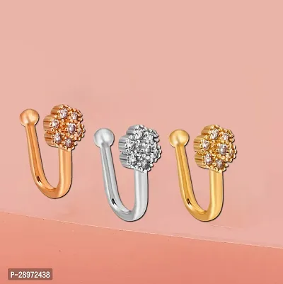 Stylish Metal Nose Pin For Women Pack Of 3