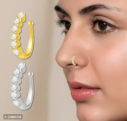 Clip on Nose Ring for Women  2 PC