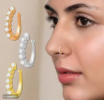 Elegant Nose Pins for Women, Pack of 3