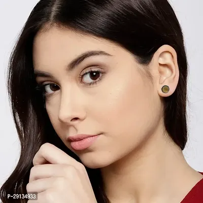 VAMA FASHIONS Silver oxidized Monalisa Yellow Stone Upper Ear Earring Kan Ki Bali Stud For Women Girls