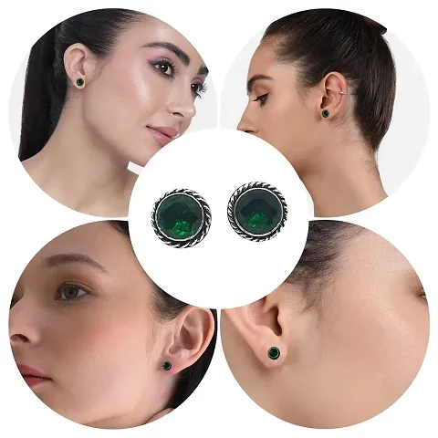 Stylish Crystal Oxidized Ear Rings For Women