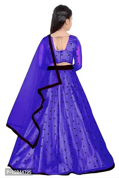 Fiyoza Fashion Girls Net Embroidered Work Lehenga Choli 8-13 Years (Lehenga Choli And Duppta Set) (11-12 Years, Royal Blue-Black)-thumb2