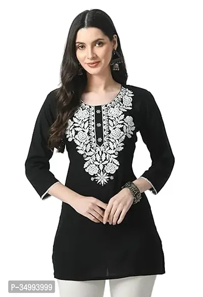 Women Rayon Short Chikankari Kurtis-thumb0