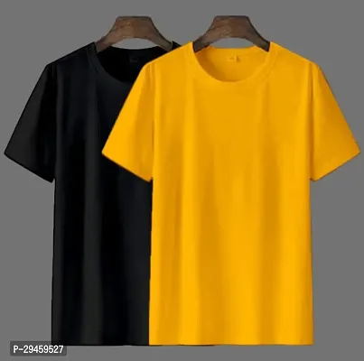 Reliable Polyester Solid Round Neck Tees For Men Pack Of 2-thumb0