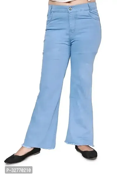 Stylish Blue Denim Solid Jeans For Women-thumb0