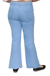 Stylish Blue Denim Solid Jeans For Women-thumb2