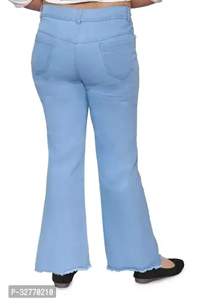 Stylish Blue Denim Solid Jeans For Women-thumb3