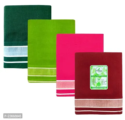 Feather Green Multi Solid Lungi Pack Of 4