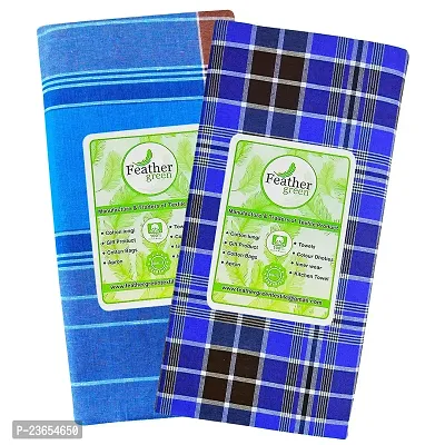 Feather Green Multi Color Lungi Pack of 2