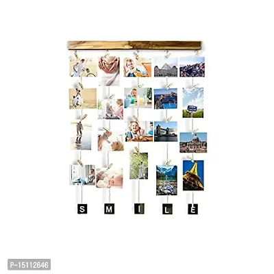 VAH Picture Photo Frame for Wall Decor Photos Pictures Organizer  Hanging Photo Album with Wood Clips, Wall Hanging with Wall D?cor