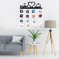 VAH Black Wooden Photo Frame - Display Picture Collage Organizer with Clips (Mom and Dad)-thumb2