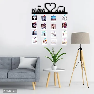 VAH Black Wooden Photo Frame - Display Picture Collage Organizer with Clips (Mom and Dad)-thumb3