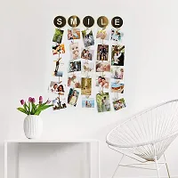 VAH Wood Smile Photo Display Picture Frame Collage Picture Display Organizer with Clips (Brown)-thumb1